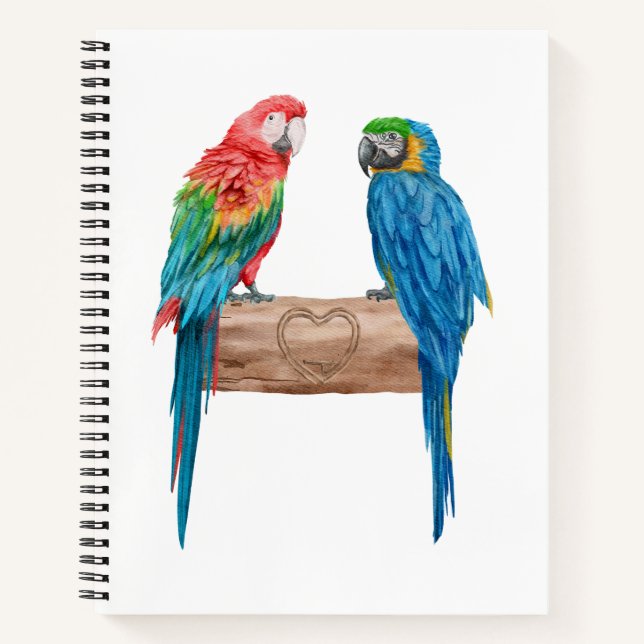 Macaw Bird Parrot Lover Watercolor Notizbuch (Vorderseite)