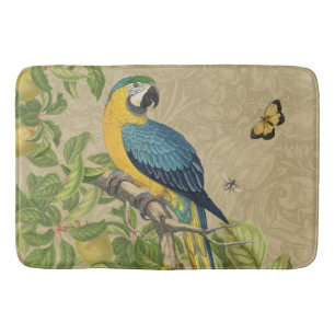 Macaw Blue Yellow Tropical Dschungel Antique Badematte