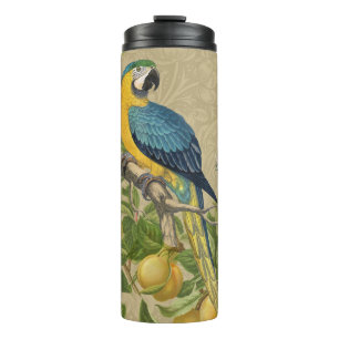 Macaw Blue Yellow Tropical Dschungel Antique Thermosbecher