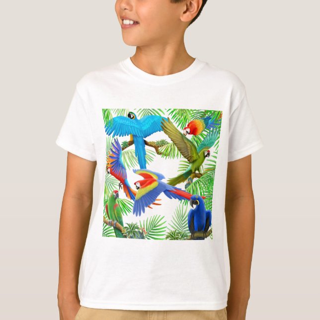 Macaw-Dschungel scherzt T - Shirt (Vorderseite)