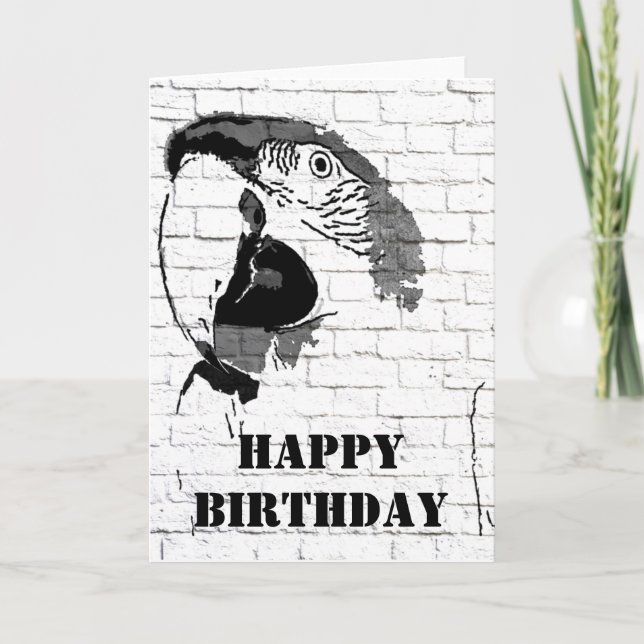 Macaw Graffiti Happy Birthday Card Karte (Vorderseite)