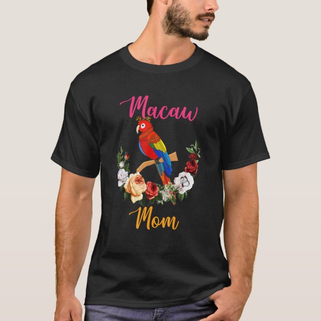 Macaw Mom Floral Macaw Bow Tie Lover Mother's Day T-Shirt (Vorderseite)