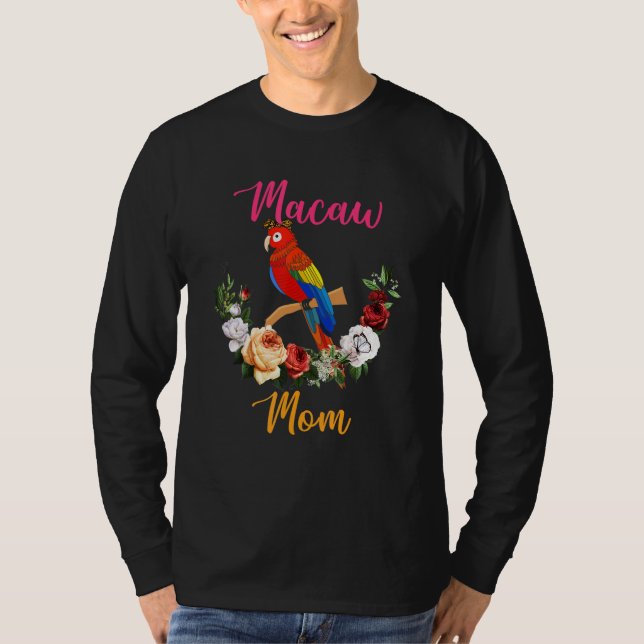 Macaw Mom Floral Macaw Bow Tie Lover Mother's Day T-Shirt (Vorderseite)