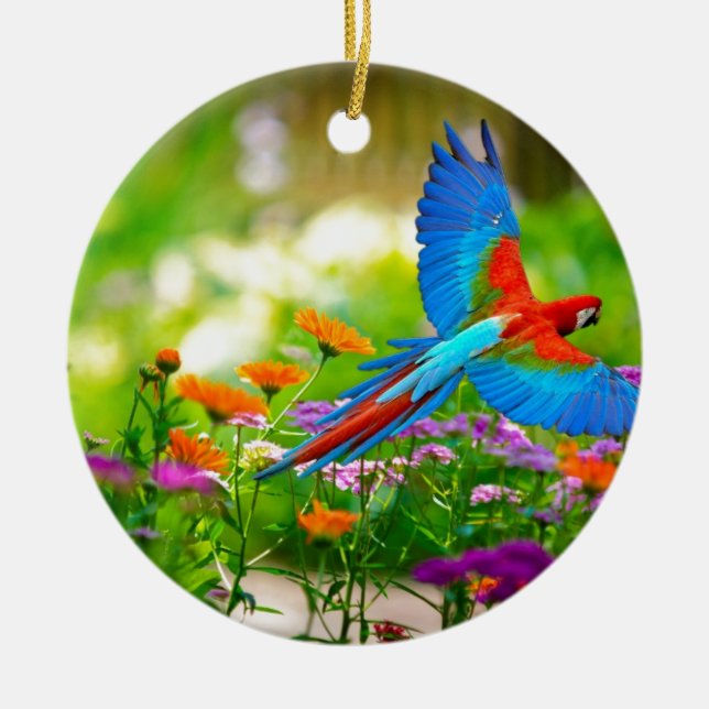 Macaw-Papagei Keramik Ornament (Vorne)