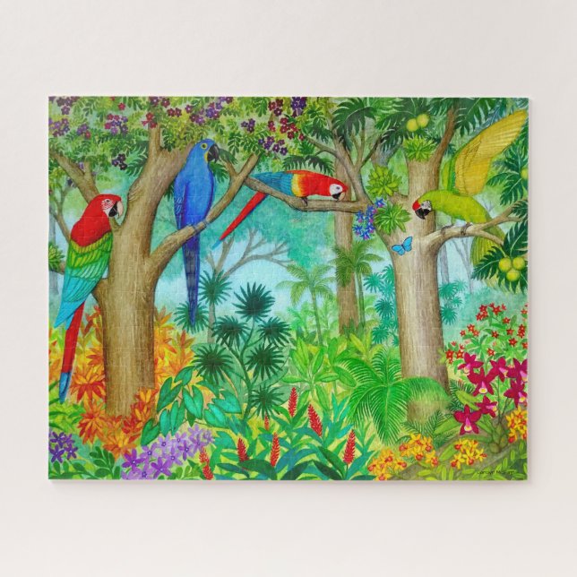 Macaw-Papageien-tropischer Dschungel-Puzzle Puzzle (Horizontal)