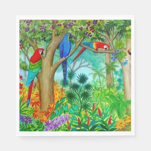 Macaw Parrot Art Jungle Papier Napkins Serviette (Vorderseite)