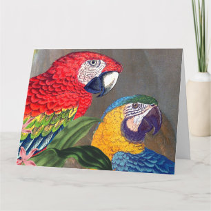 Macaw Parrot Birds Happy Birthday Big Card Karte