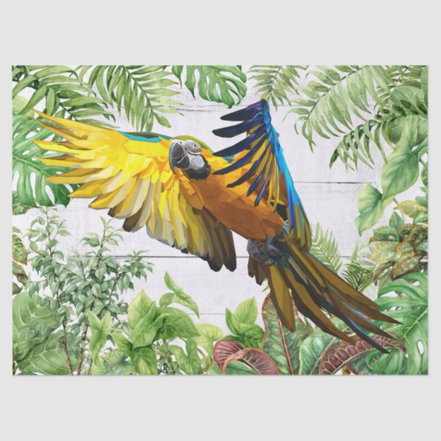 Macaw Parrot Blaugelbe tropische Wasserfarbe Seidenpapier (Vorderseite)