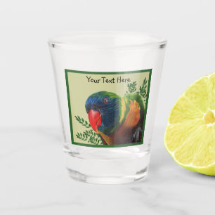 Macaw Parrot farbenfrohe Feathers Green Border Blä Schnapsglas