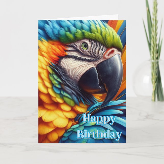 Macaw Parrot Happy Birthday Card Karte (Vorderseite)