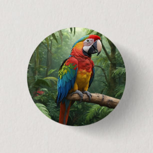 Macaw Parrot im Dschungel Button