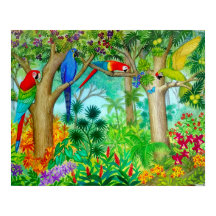 Macaw Parrot Jungle Aquarellmaler Poster