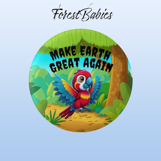 Macaw Parrot macht die Erde wieder großartig für d Button (Macaw Parrot 🌴 Tropical Bird ForestBabies Button)
