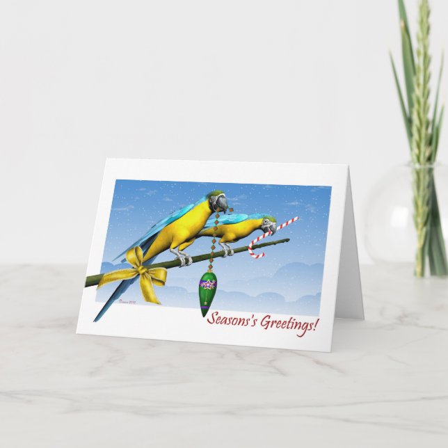 Macaw Parrot Ornaments Saisonkarte Feiertagskarte (Vorderseite)
