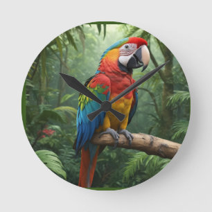 Macaw Parrot Runde Wanduhr