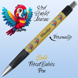 Macaw Parrot, Tropical Bird Safari Animal Gold 🦜 Kugelschreiber
