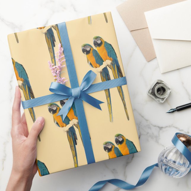 Macaw Parrots Photo Wrapping Paper  Geschenkpapier (Von Creator hochgeladen)