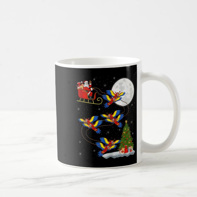 Macaw Parrots Santa Sleigh Flying Funny Magical Ch Kaffeetasse (Rechts)