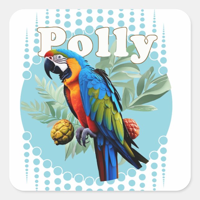 Macaw Quadratischer Aufkleber (Vorderseite)