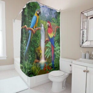 Macaw-tropische Papageien Duschvorhang