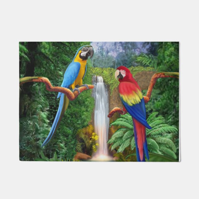 Macaw-tropische Papageien Fußmatte (Vorderseite)