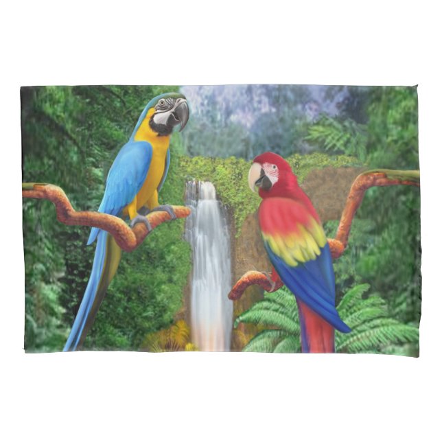 Macaw-tropische Papageien Kissenbezug (Vorderseite)