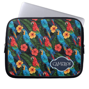 Macaw-und Hibiskus-Muster   addieren Ihren Namen Laptopschutzhülle
