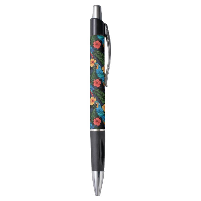 Macaw-und Hibiskus-Muster Kugelschreiber (Unterseite (Vertikal))