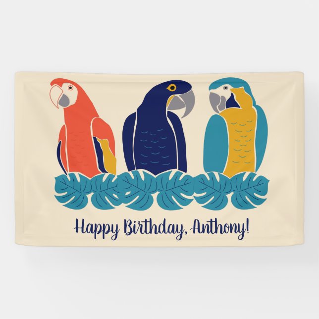 Macaws Illustrationen Tropisches Party Banner (Horizontal)