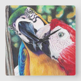 Macaws-Uhr Quadratische Wanduhr
