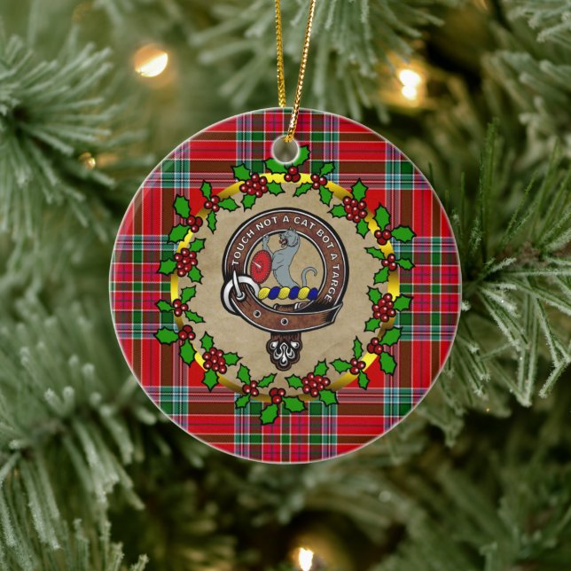 MacBain Clan Abzeichen & Tartan Personalisierte We Keramik Ornament (Baum)
