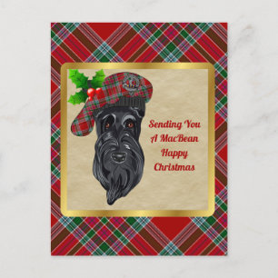MacBean Clan Abzeichen & Tartan Weihnachtspostkart Postkarte