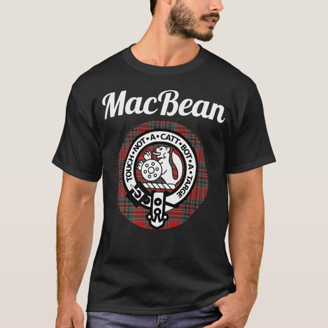 MacBean Clan Schottischer Name Coat of Arms Tartan T-Shirt (Vorderseite)