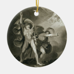 Macbeth, Banquo und die drei Hexen auf dem Heide Keramik Ornament
