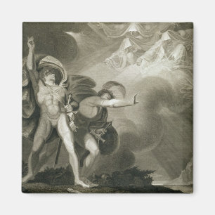 Macbeth, Banquo und die drei Hexen auf der Erde Magnet