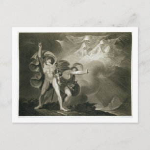 Macbeth, Banquo und die drei Hexen auf der Erde Postkarte