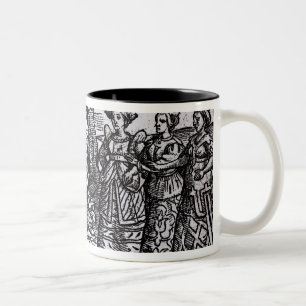 Macbeth, Banquo und die drei Hexen Zweifarbige Tasse