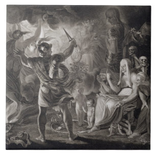 Macbeth, die drei Hexen und Hecate in Tat IV, S Fliese