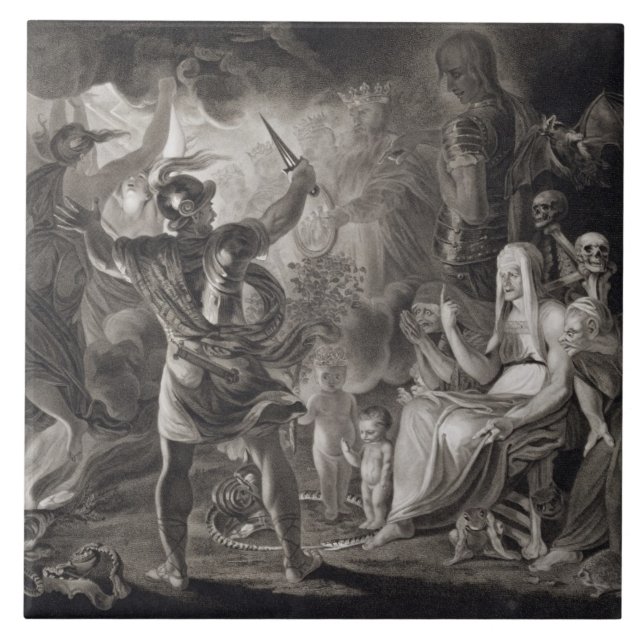 Macbeth, die drei Hexen und Hecate in Tat IV, S Fliese (Vorderseite)