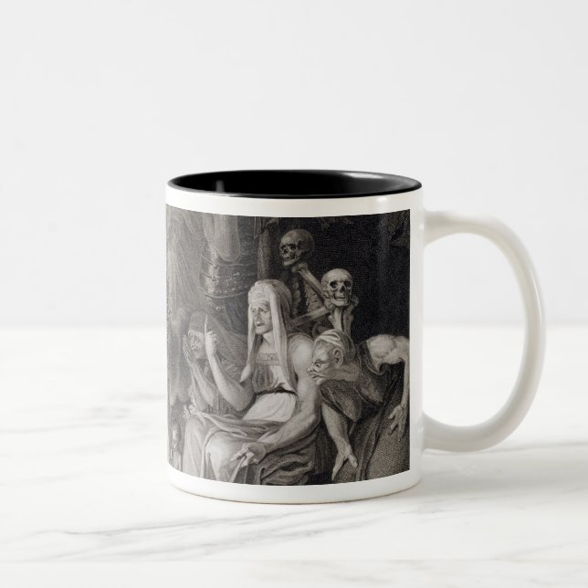 Macbeth, die drei Hexen und Hecate in Tat IV, S Zweifarbige Tasse (Rechts)