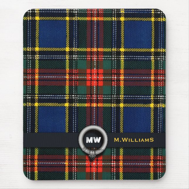 Macbethtartan-Monogramm Mousepad (Vorne)
