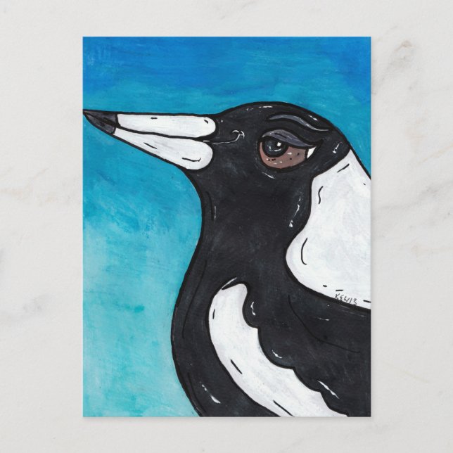 Macca the Magpie Postkarte (Vorderseite)