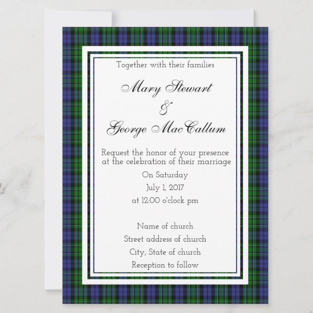 MacCallum Scottish Wedding Einladung (Vorderseite)