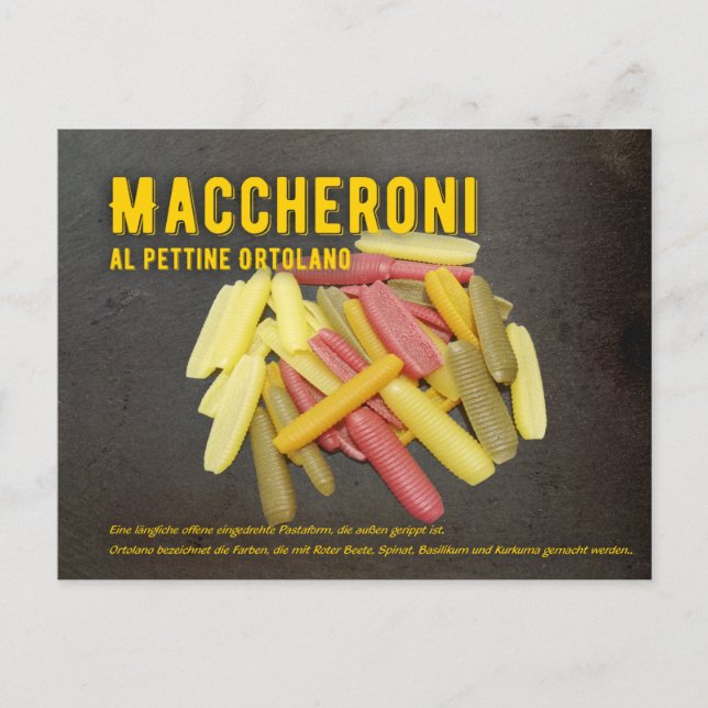 Maccheroni al pettine Italienisches Rezept  Postkarte (Vorderseite)