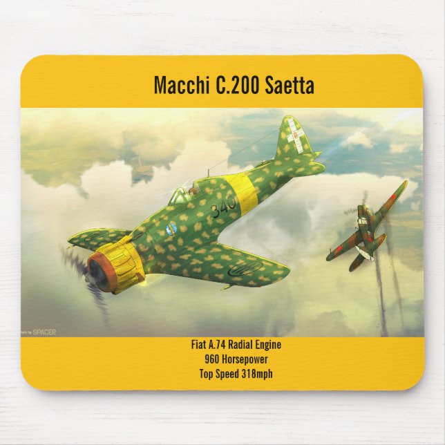 Macchi C.200 Saetta Flugzeugmousepad Mousepad (Vorne)