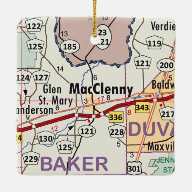 MacClenny Florida Map Keramikornament (Rückseite)