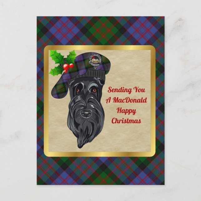 MacDonald Clan Abzeichen & Tartan Weihnachtspostka Postkarte (Vorderseite)