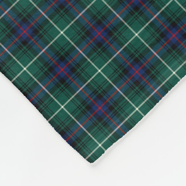 MacDonald Clan Forest Green und Royal Blue Tartan Fleecedecke (Ecke)