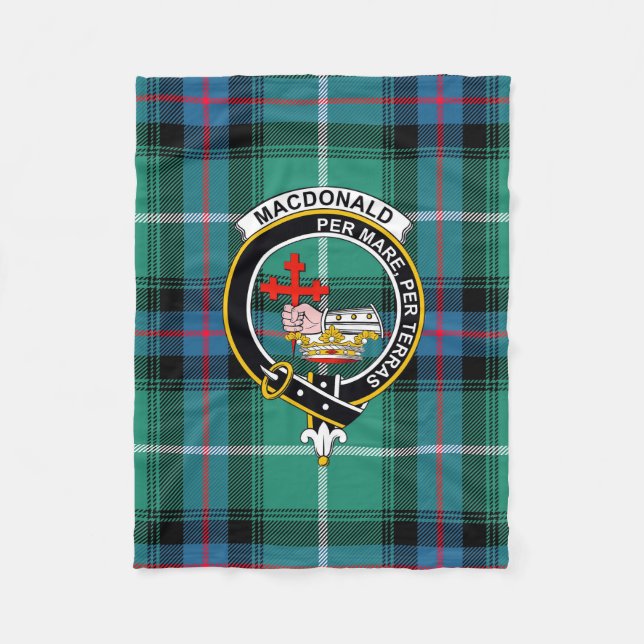 MacDonald Tartan, Badge & Crest Blanket Fleecedecke (Vorderseite)