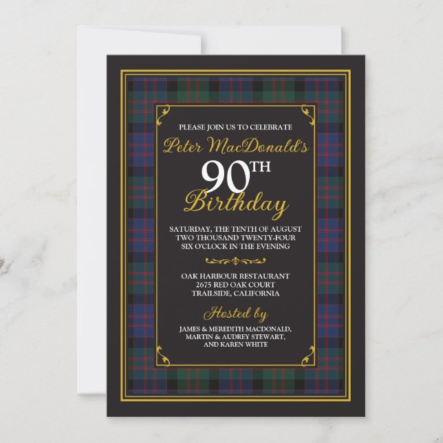 MacDonald Tartan Einladung zum 90. Geburtstag (Vorderseite)